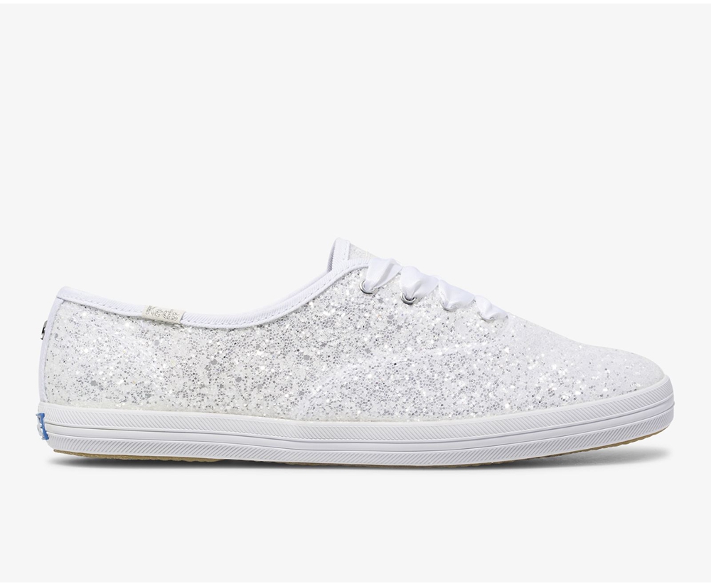 Tenis Keds Mujer Blancos - Kate Spade New York Champion Glitter - 4830-PWGIA